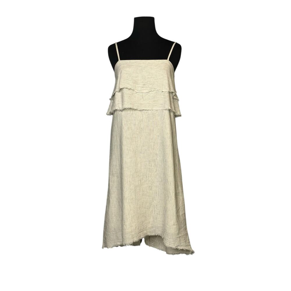 ZARA Rustic Cream Pinstripe Linen Cami Dress size XS